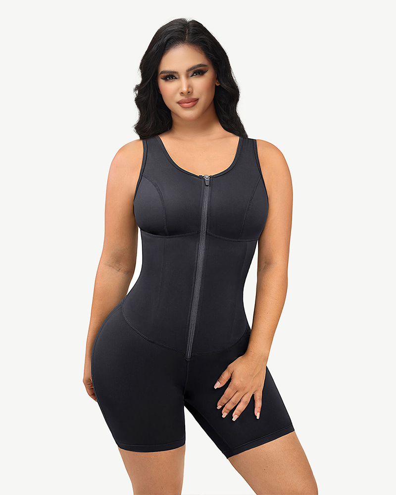 Workout Zipper Control Compression Jumpsuit: Streamlined Comfort and Style