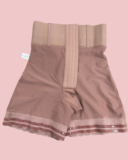 Lace Stitching Butt Lifting Slimmer Front Buckle Shaping Shorts