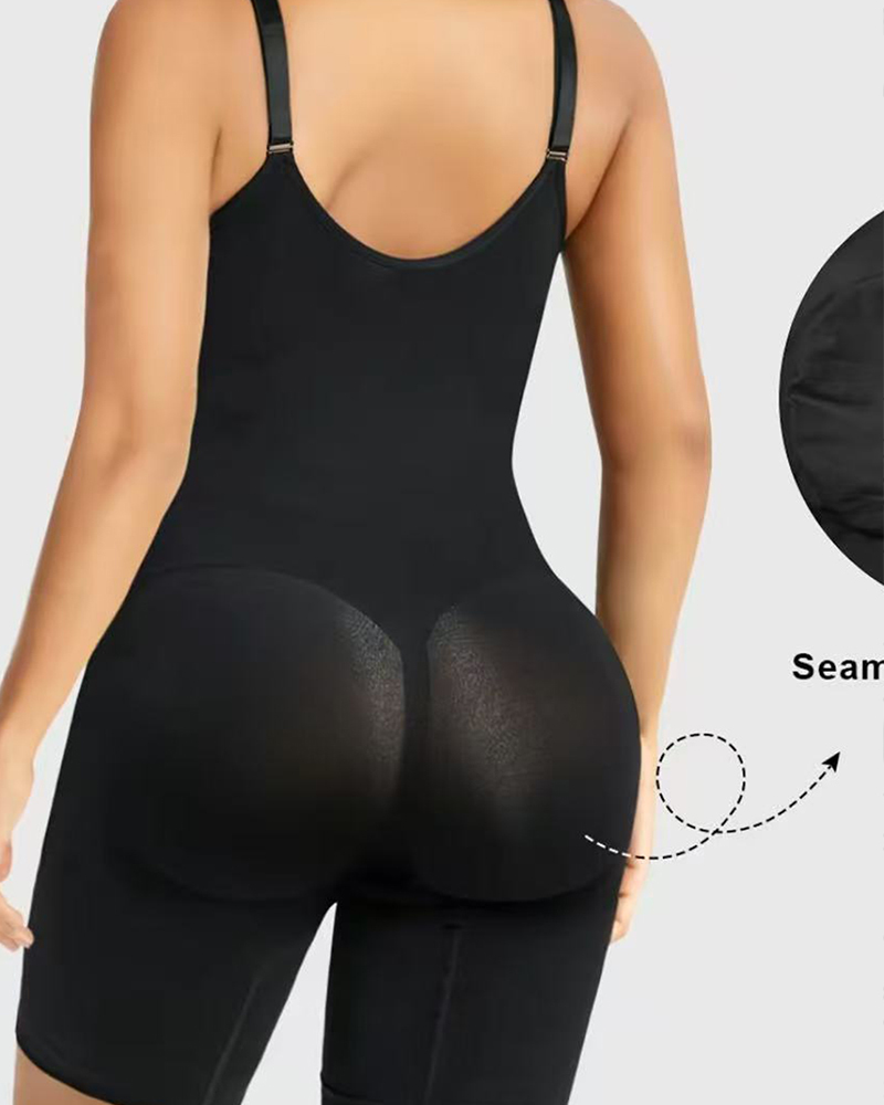 Women's High Elastic Zipper Adjustable Straps Breathable Mesh Design Tummy Control Body Shaper