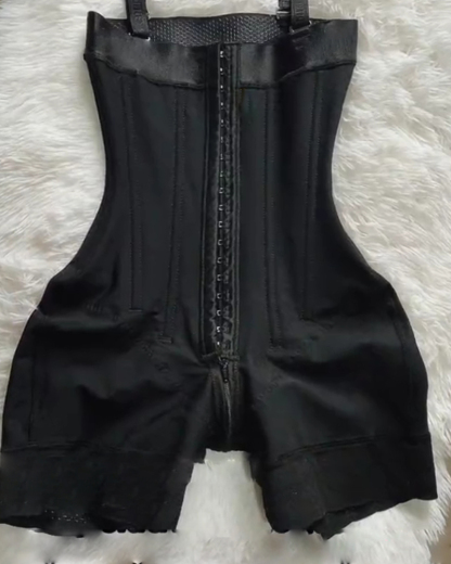 Buckle Front Open Bust Crotch Zipper Tummy Control Shapewear Bodysuit