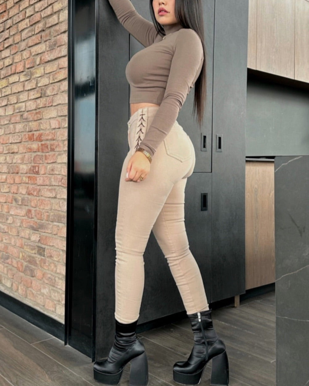 Braided Design Skinny Fashion Jeans