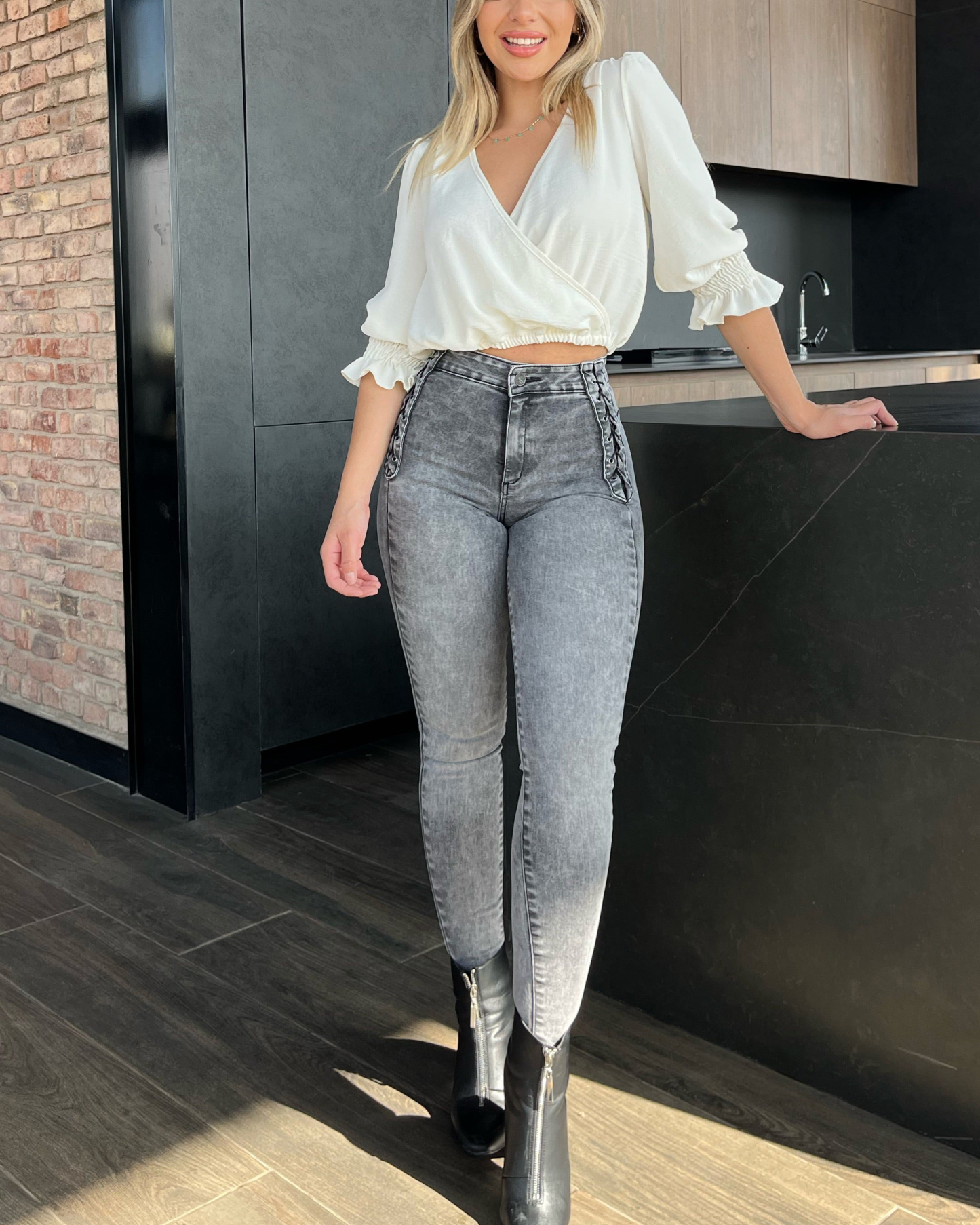 Braided Design Skinny Fashion Jeans
