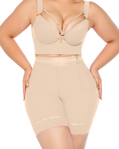 High Waist Side Zipper Butter Lifter Faja Shorts