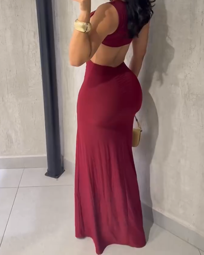 Slim Fit Backless Sleeveless Dress