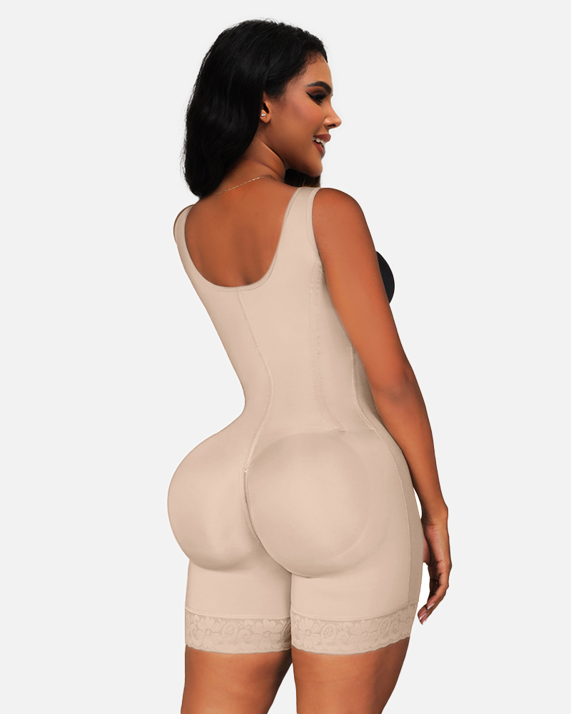Women Faja Tummy Control Open Bust Shapewear Thigh Slimmer Zipper Crotch Body Shaper