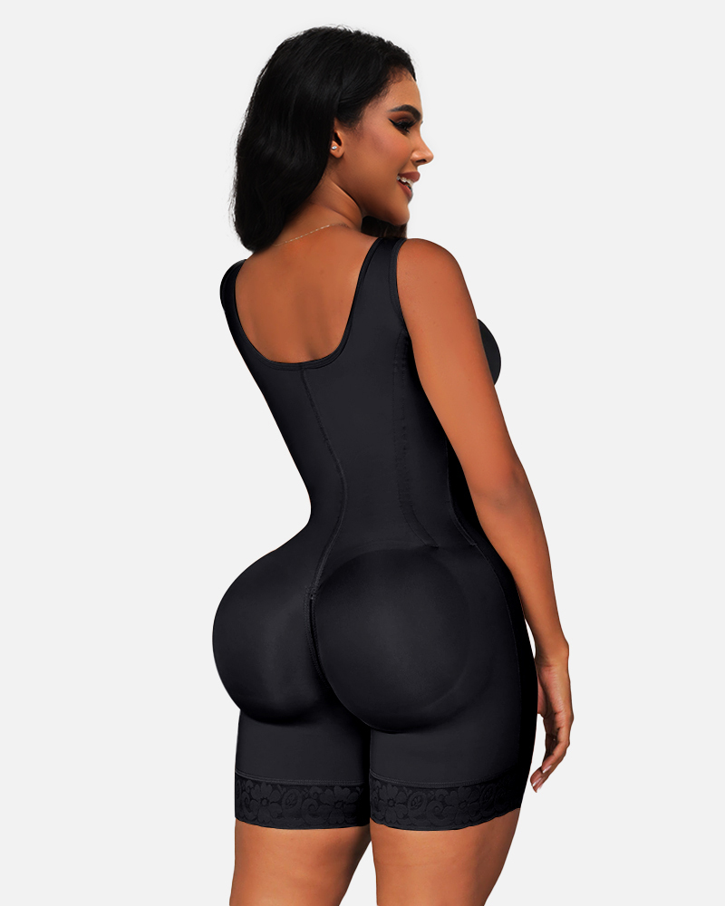 Women Faja Tummy Control Open Bust Shapewear Thigh Slimmer Zipper Crotch Body Shaper