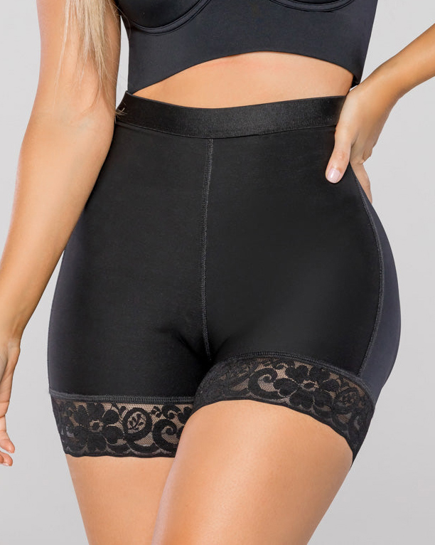 High Waist Seamless Lace Trim Butt Sculpting Short