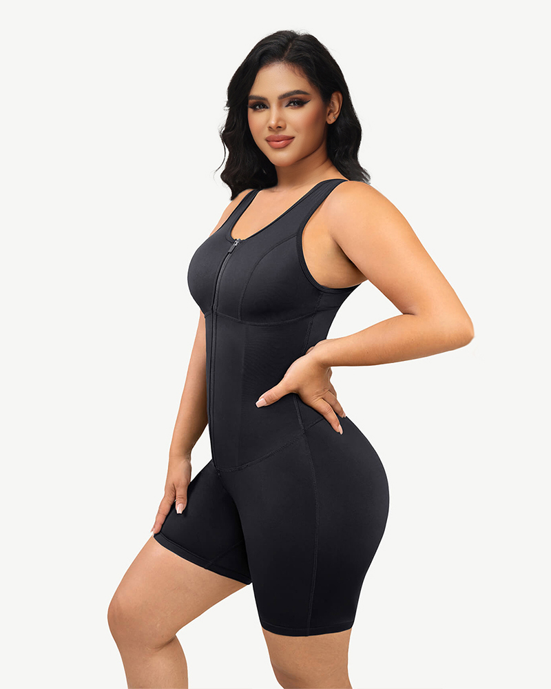 Workout Zipper Control Compression Jumpsuit: Streamlined Comfort and Style