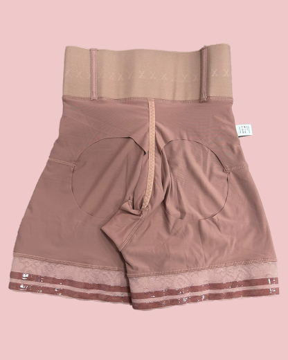 Lace Stitching Butt Lifting Slimmer Front Buckle Shaping Shorts