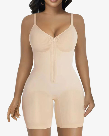 Women's High Elastic Zipper Adjustable Straps Breathable Mesh Design Tummy Control Body Shaper