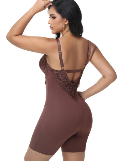 Lace Plunge Backless Bodysuit Shapewear