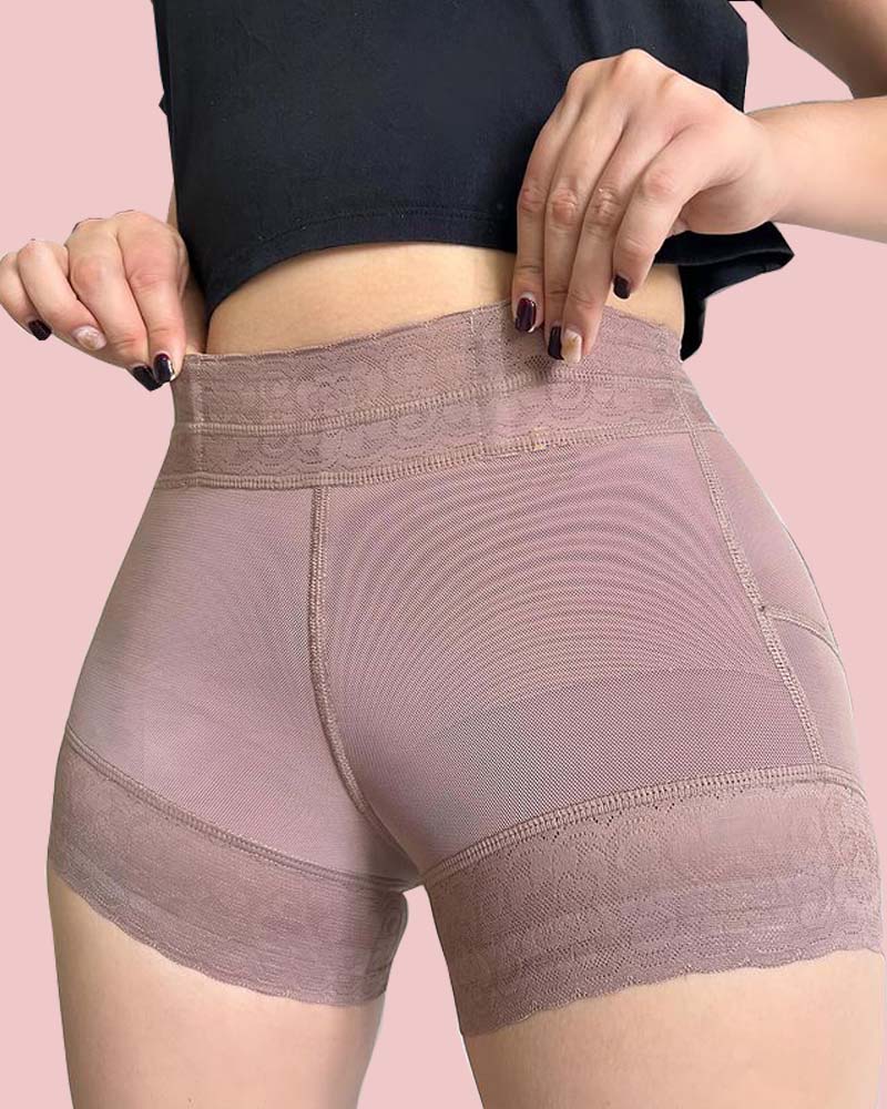 Butt Lifter Silicone Lace Seamless Shaper Shorts with Bones