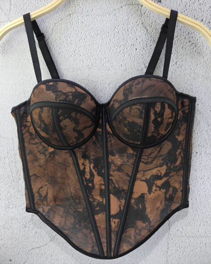 Sexy Mesh Suspender Corset