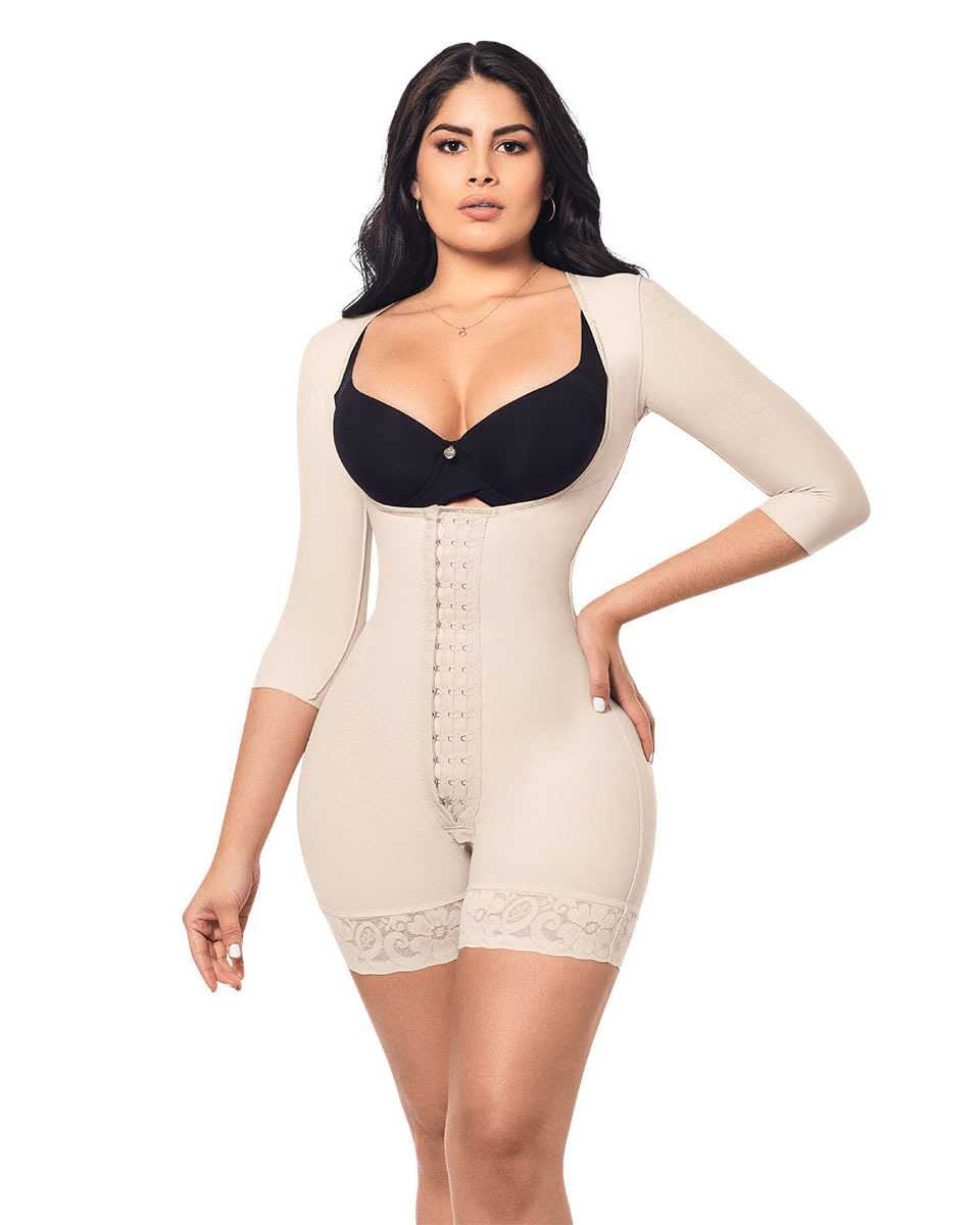 High Compression Tummy Control Hourglass Fajas Colombianas With Sleeves