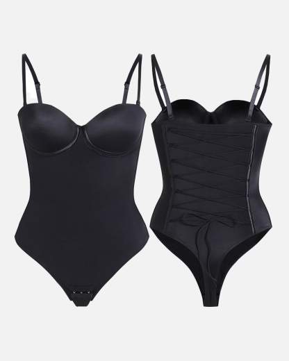 Back Lace-up Bodysuit Thong Seamless Shapewear