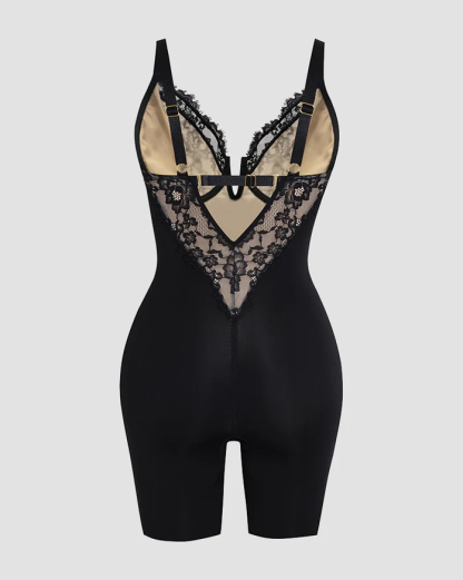 Lace Plunge Backless Bodysuit Shapewear