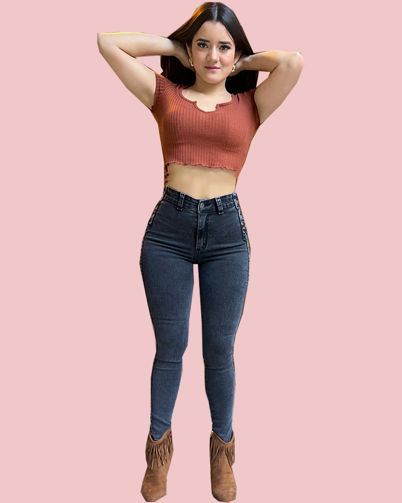 Braided Design Colorful Skinny Fashion Jeans