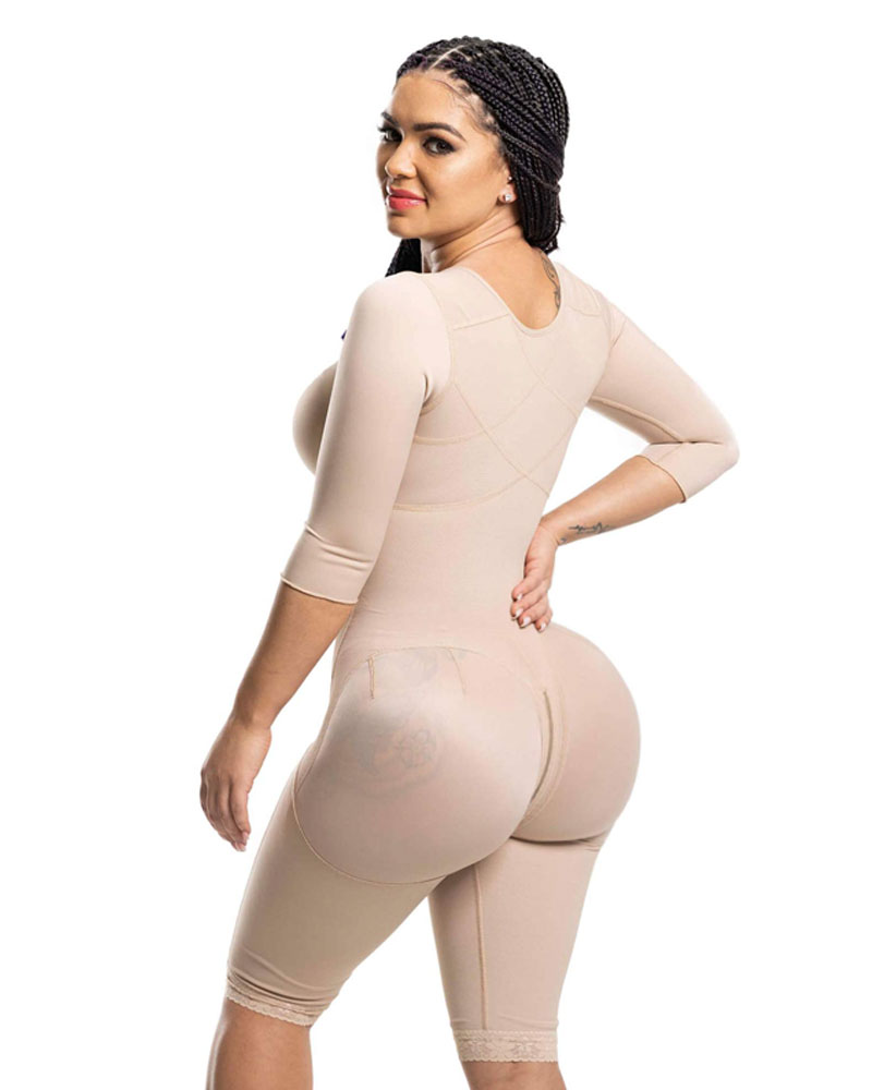 Post-Surgery Double Compression Garments Faja With Sleeves & Bra Tummy Control Shapewear Slimming Fajas Lace Body Shaper