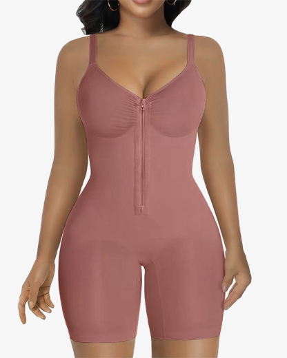 Women's High Elastic Zipper Adjustable Straps Breathable Mesh Design Tummy Control Body Shaper