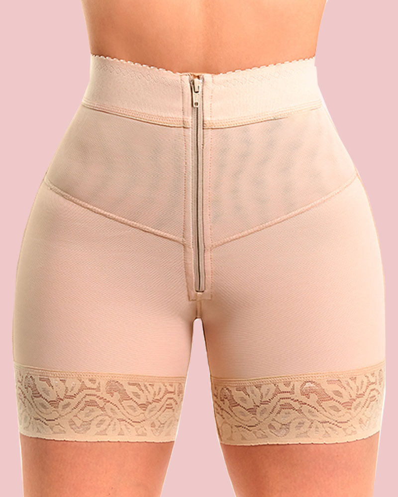 Internal Hooks Firm Compression Zipper Butt Lift Peahcy Shaper Shorts