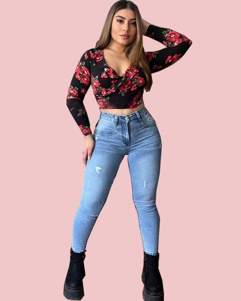 Women Full Elasticated And Comfortable Push Up High Waist Skinny Jeans