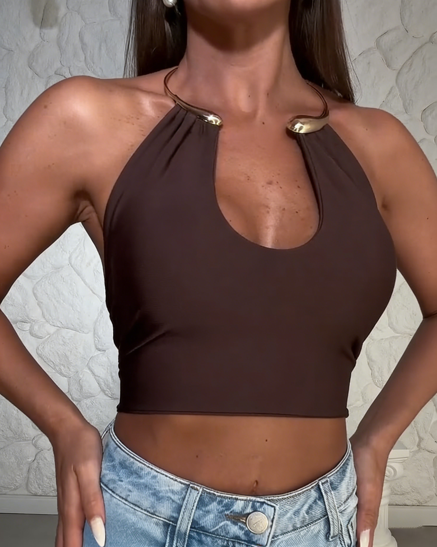 Ring-detail Cropped Top