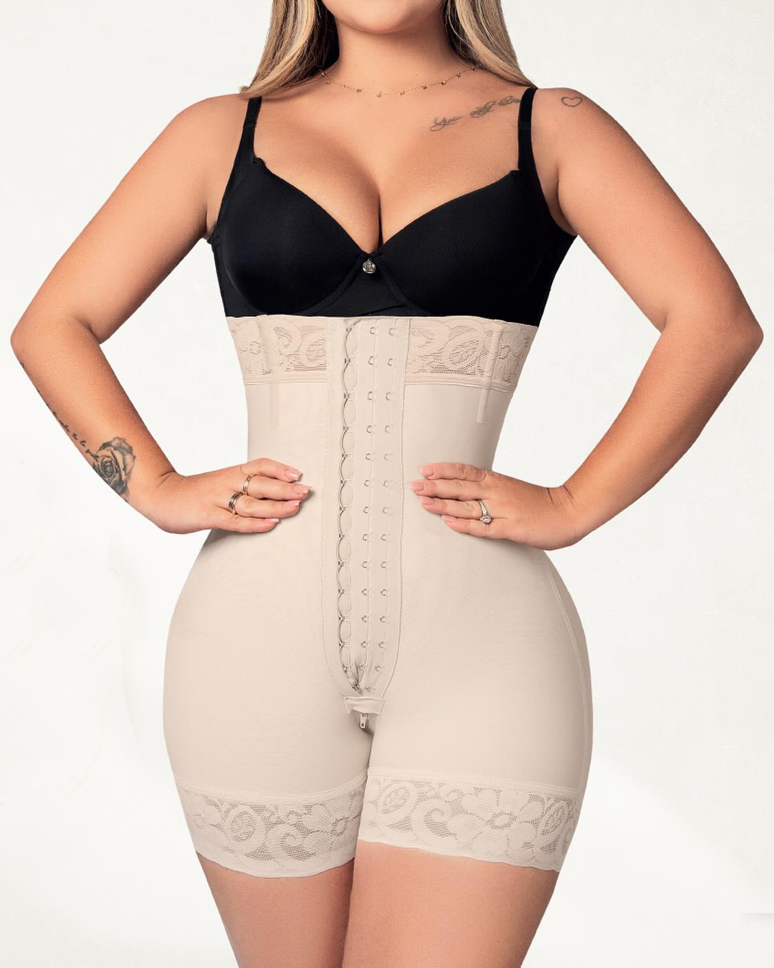 High Waist Hook & Eye Compression Booty Shaper Shorts