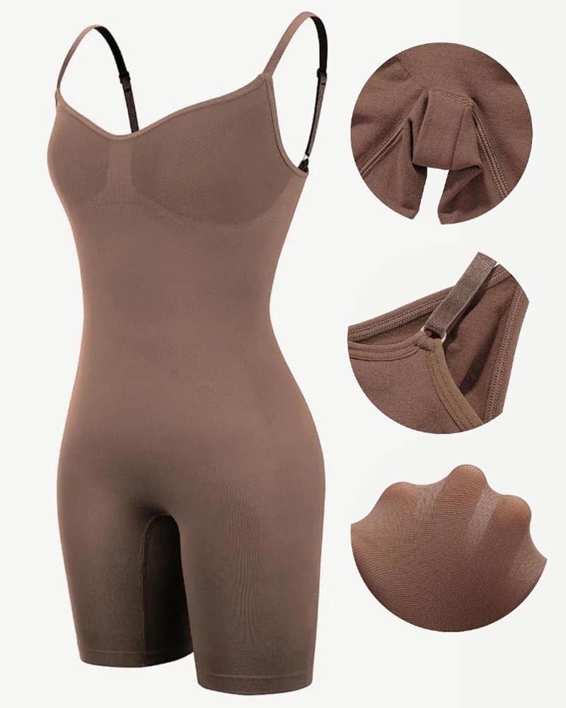 Full Body High Elastic Adjustable Strap Bodysuit Tummy Control Thigh Seamless Sculpting Underwear Open Crotch Slimming Bodyshaper