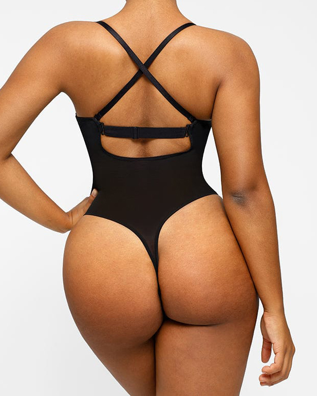 Deep Plunge Low-Back Thong Bodysuit