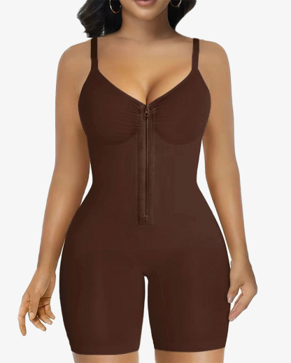 Women's High Elastic Zipper Adjustable Straps Breathable Mesh Design Tummy Control Body Shaper