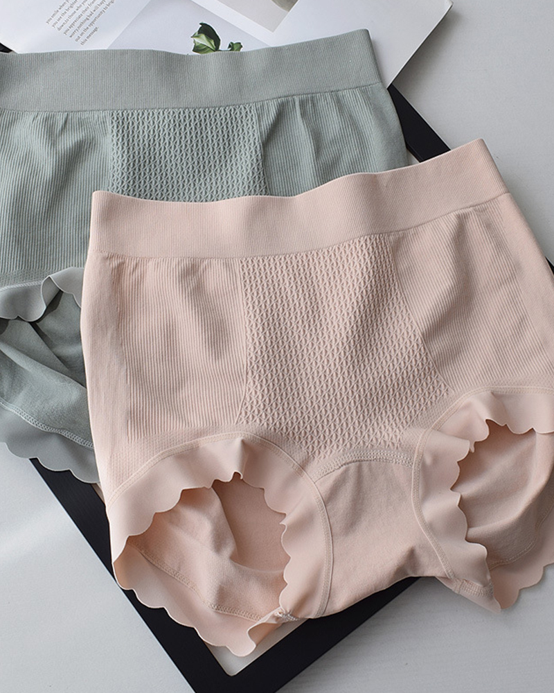 Cotton Anti-Bacterial Bottom High Waist Belly Tuck Seamless Underwear