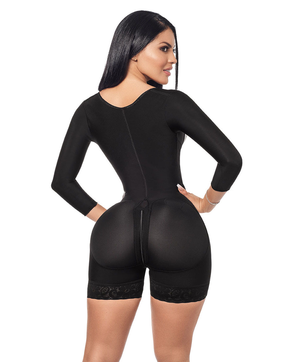 High Compression Tummy Control Hourglass Fajas Colombianas With Sleeves