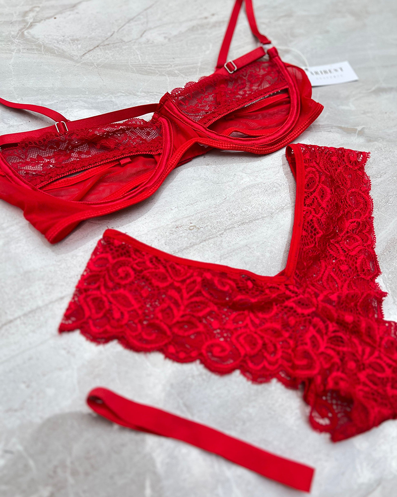 Red Sexy Lace Underwear Set