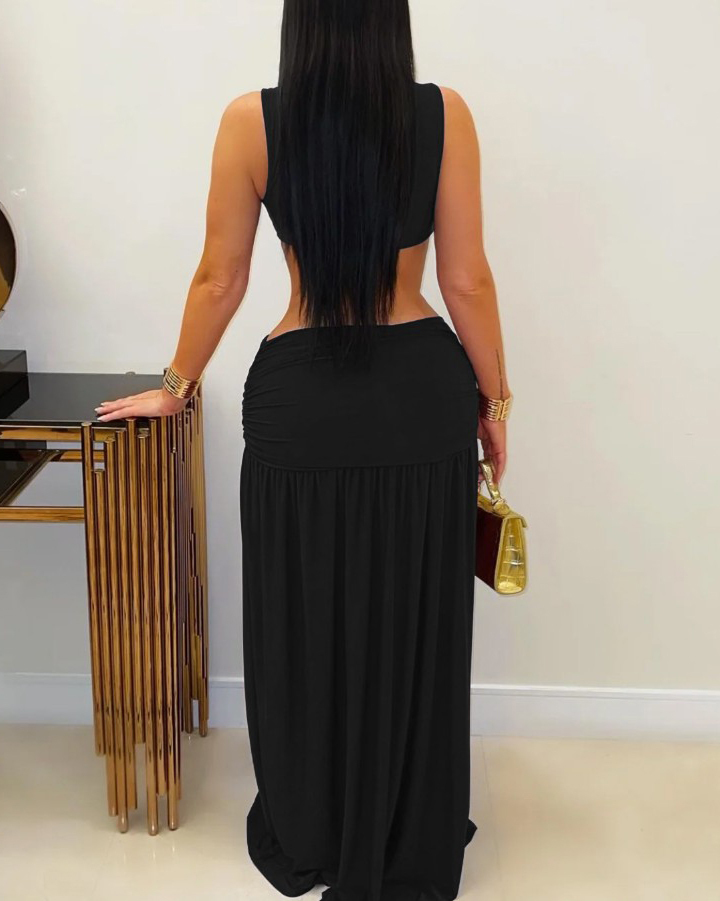 Sexy Sleeveless Backless Slit Dress