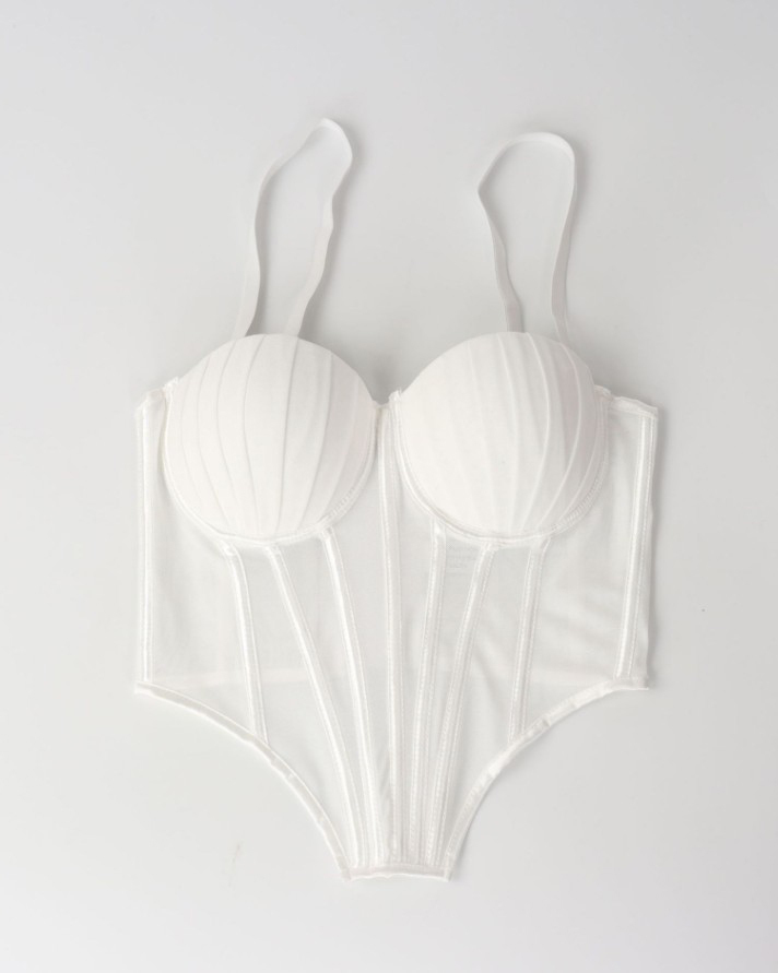 Sexy Sheer Mesh Suspender Corset Top