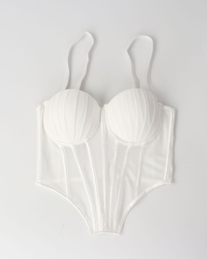 Sexy Sheer Mesh Suspender Corset Top