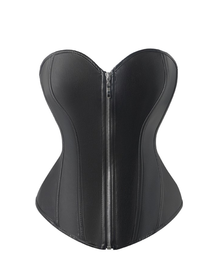 Sexy Front Zipper Tummy-Control Leather Corset Top