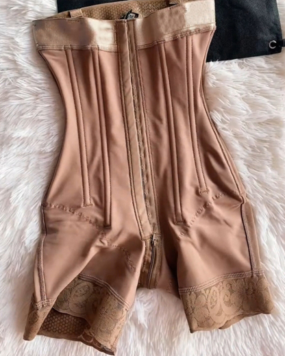 Buckle Front Open Bust Crotch Zipper Tummy Control Shapewear Bodysuit