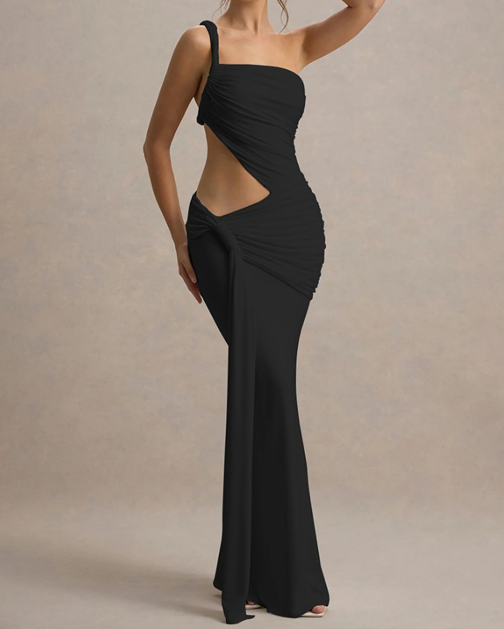 One-Shoulder Backless Hollow Bodycon Long Dress