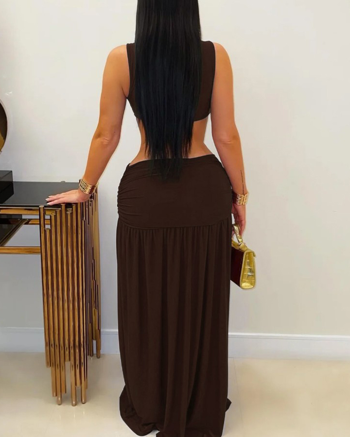 Sexy Sleeveless Backless Slit Dress