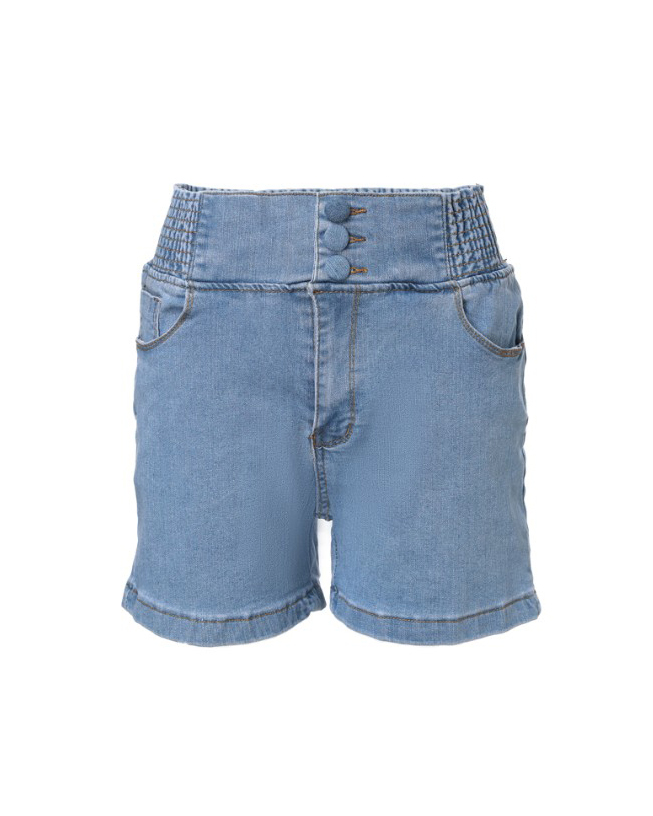 3-Row Button Slim Denim Shorts