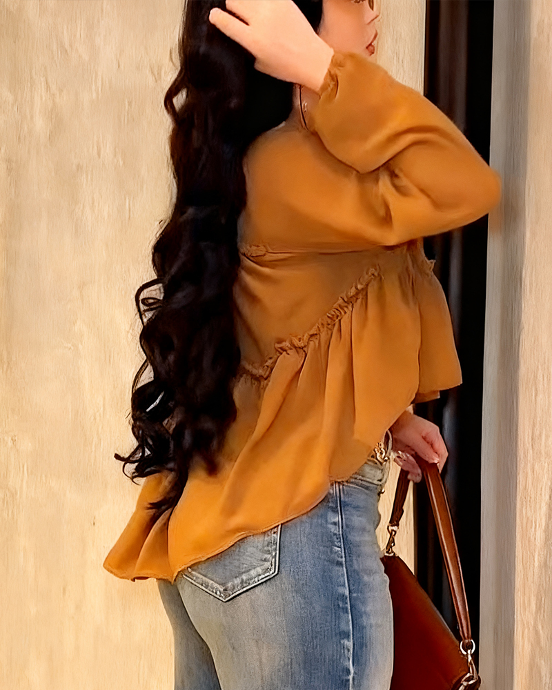 Women's Chiffon Ruffle Long Sleeve Shirt
