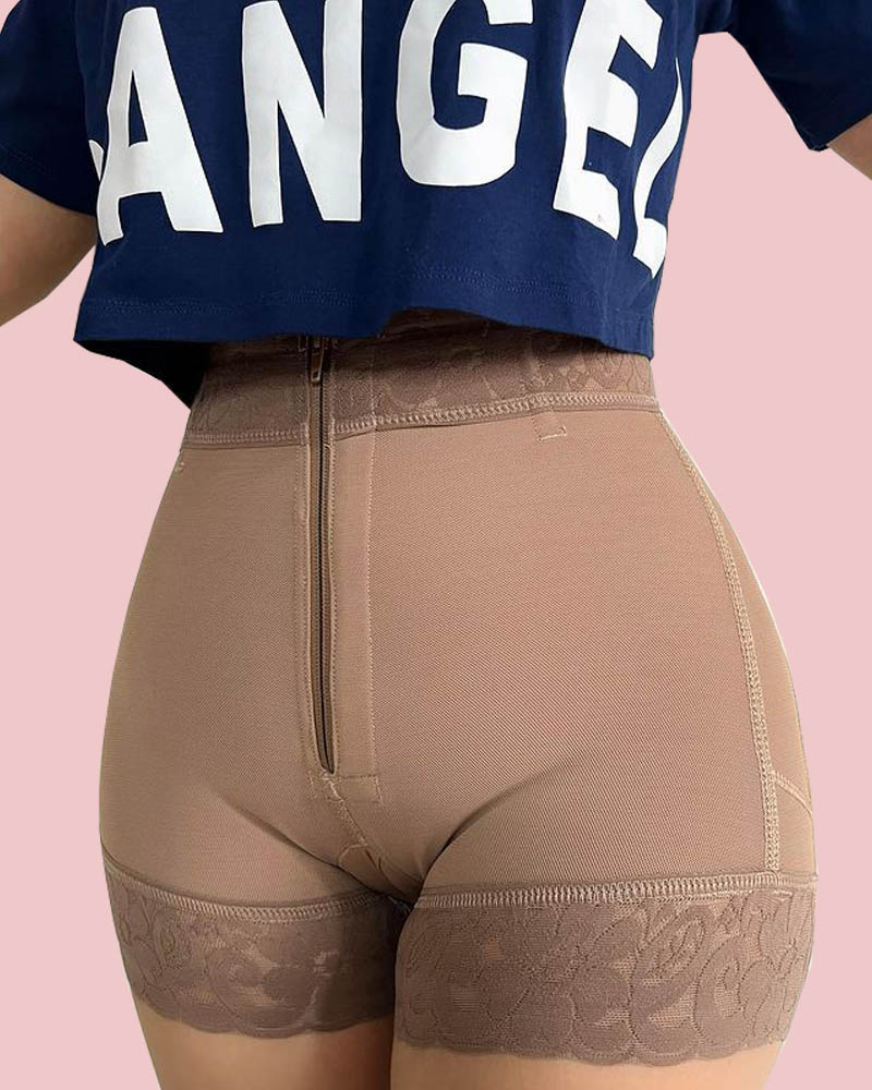 Lace Butt Lift Shaper Zipper Short