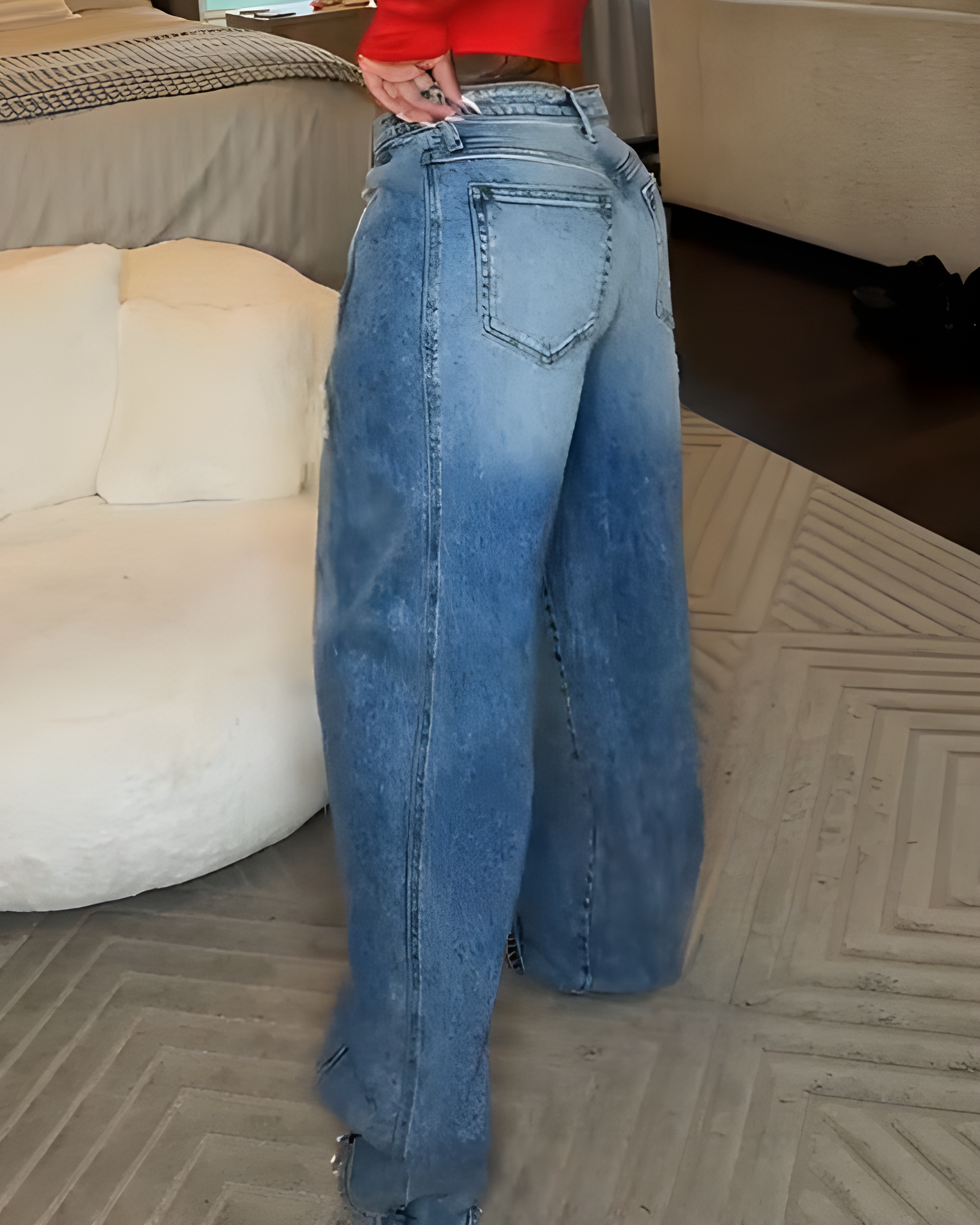 Women's Loose Ripped High-Waisted Jeans