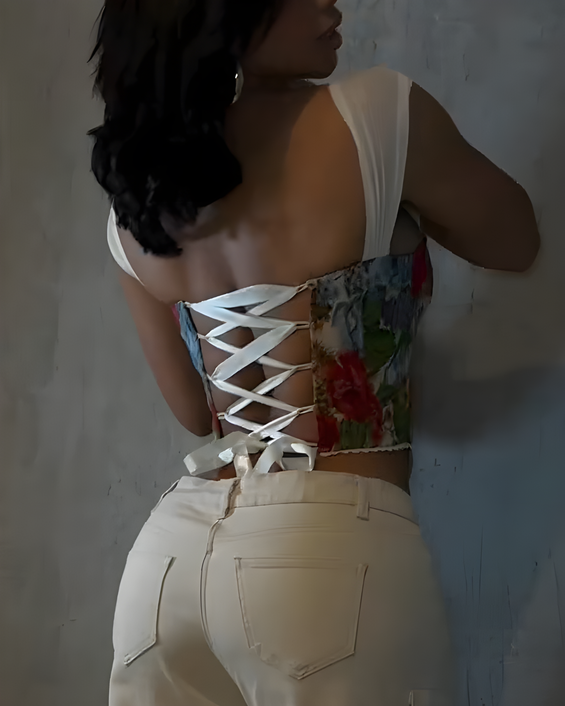 Bandeau Tie Back Slim Fit Corset Top