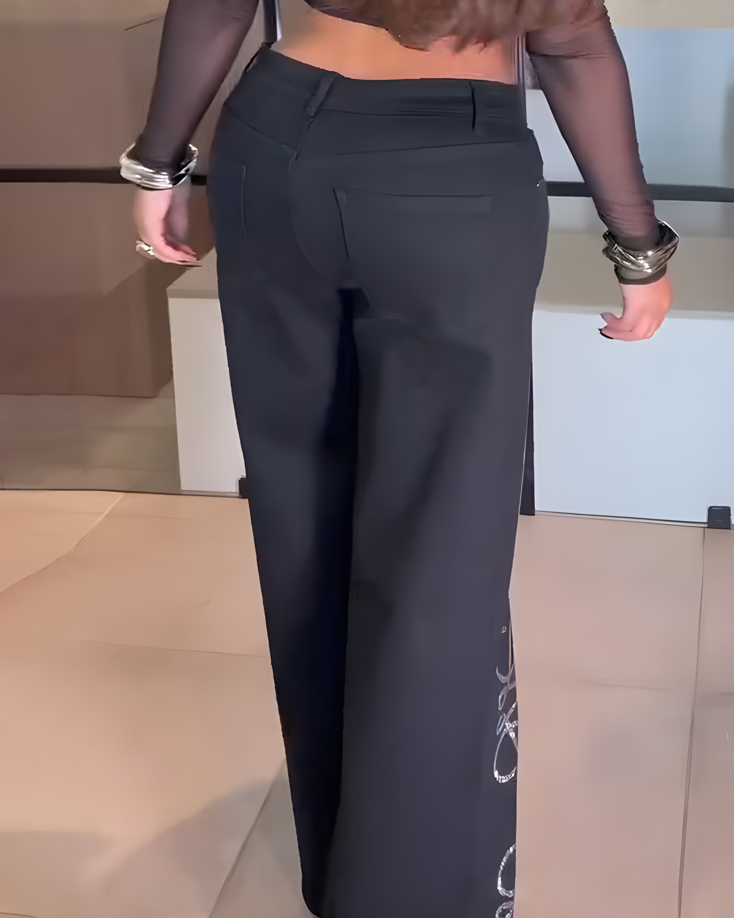 Women's Shiny Straight Leg Jeans