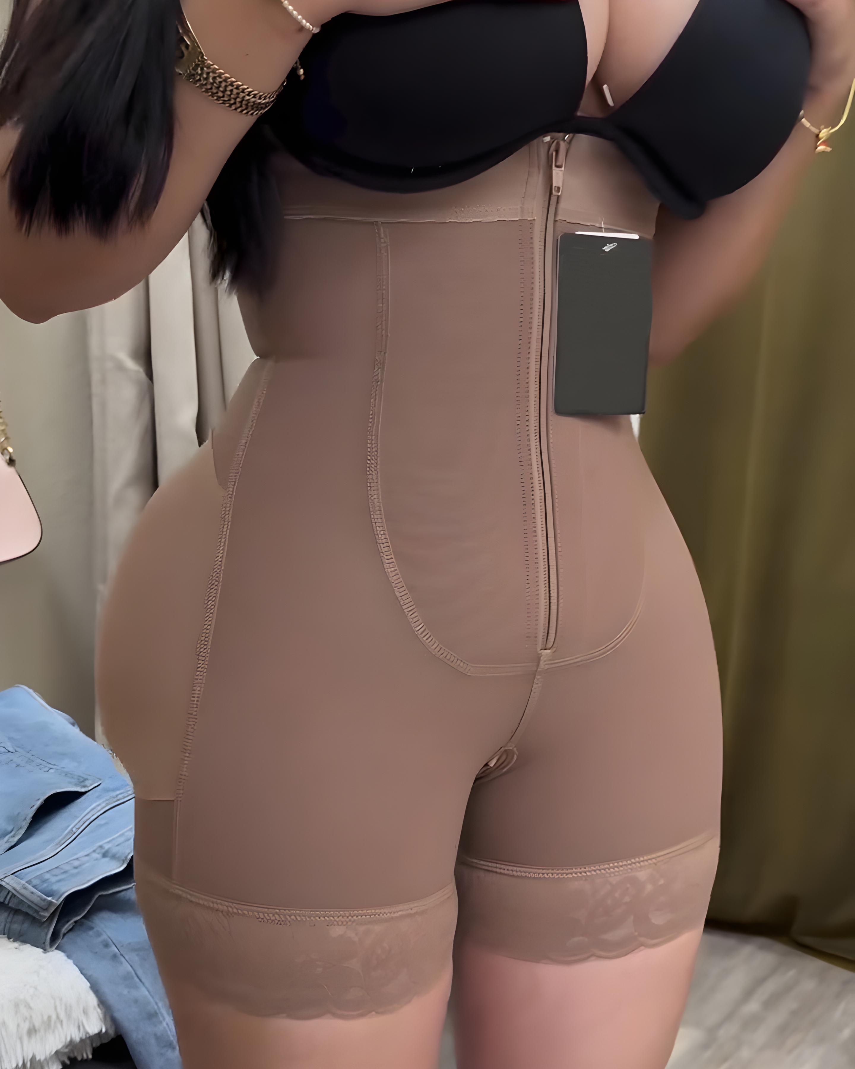 Front Zipper Butt Lift Shaper with Straps