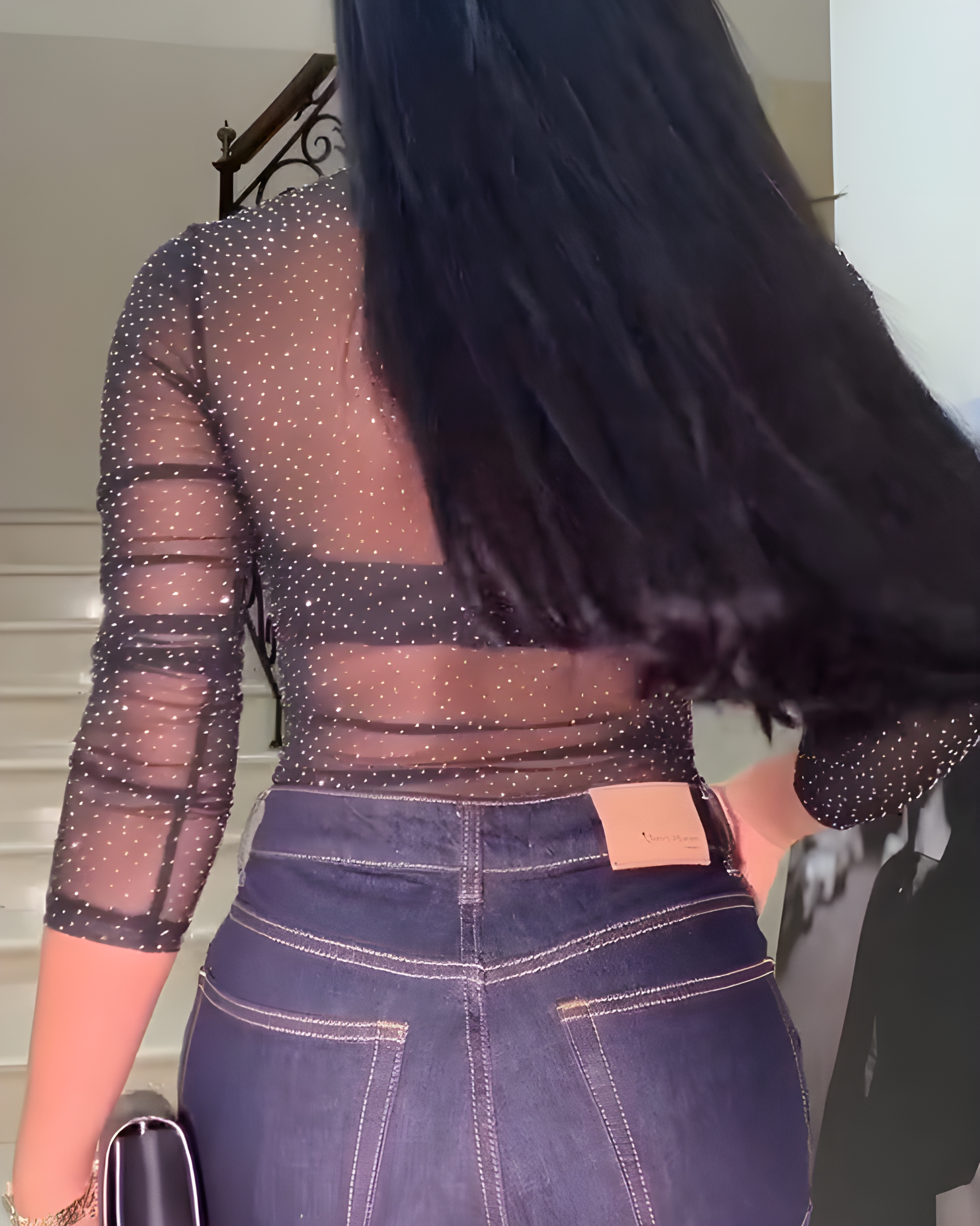 Mesh Rhinestone Sexy Bodysuit