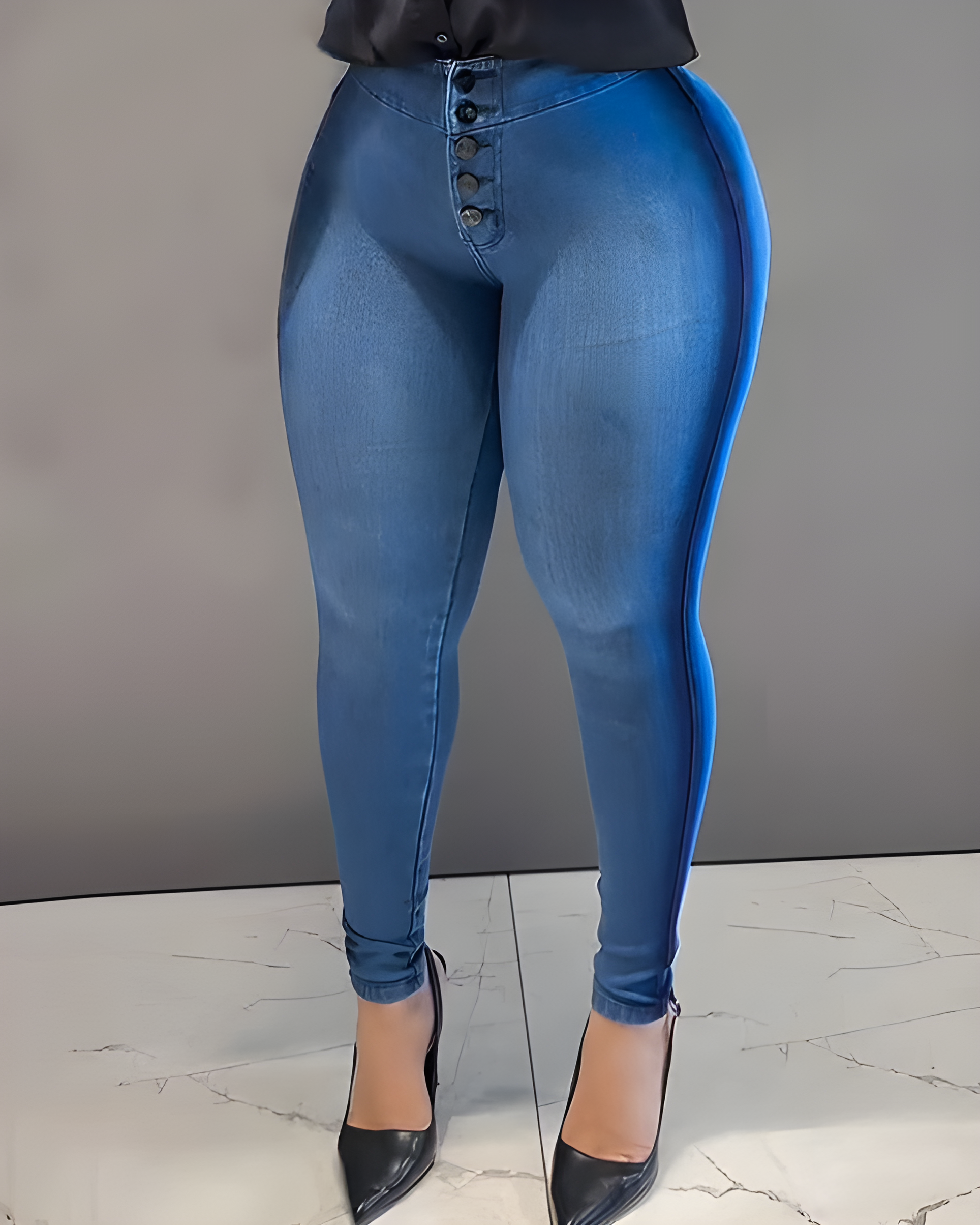 5-Breast Button Lift Skinny Jeans