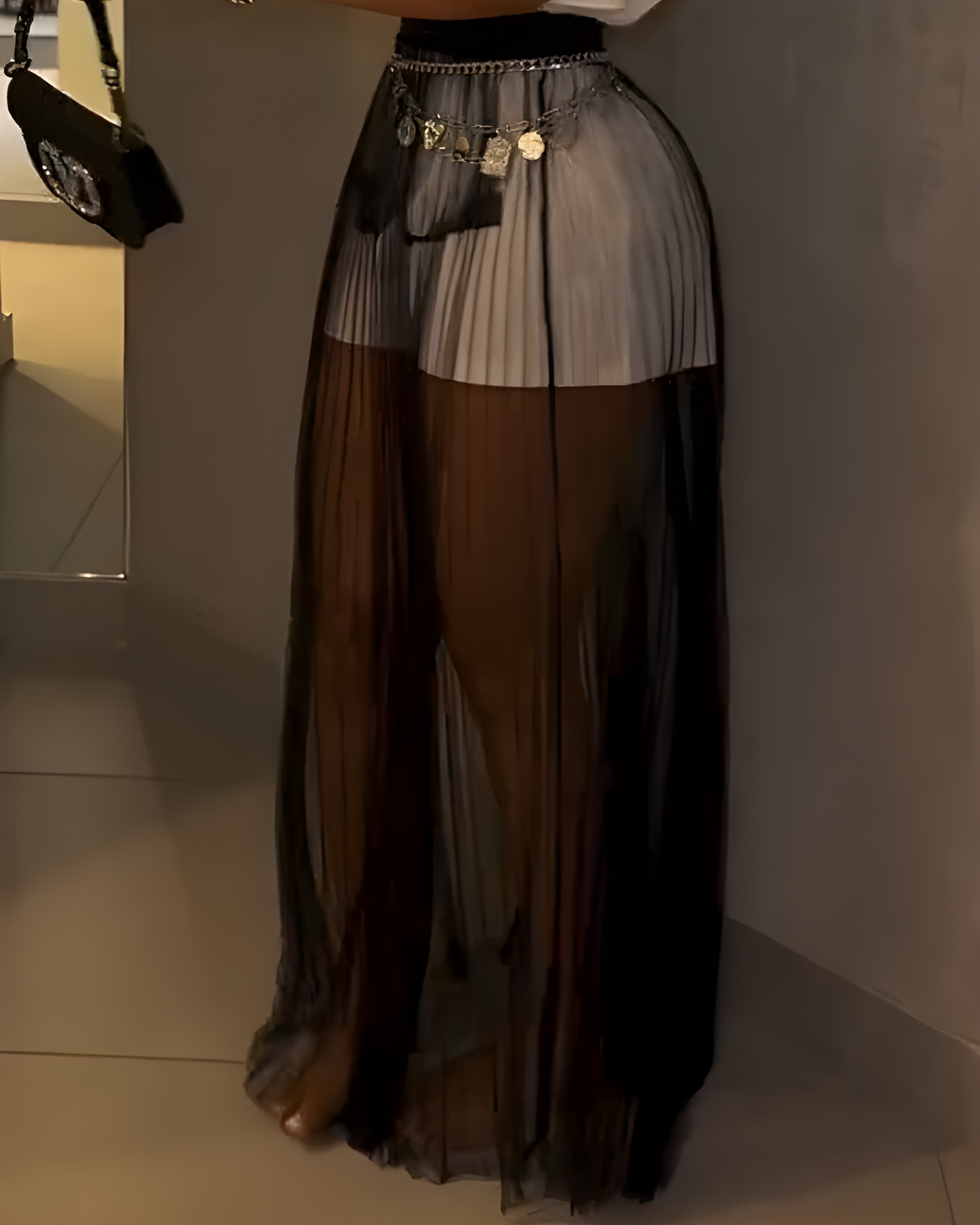 Women's Single Layer Sheer Mesh Maxi Skirt